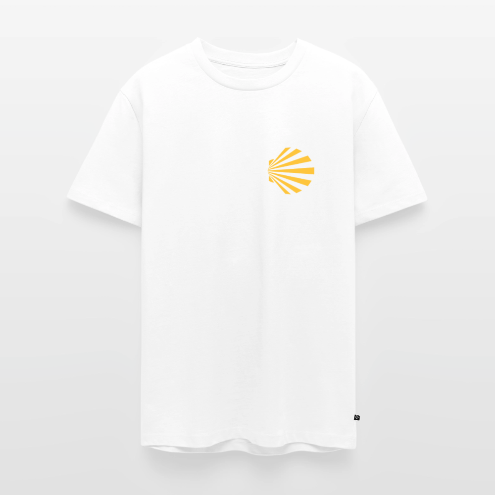 Männer Premium T-Shirt: Jakobsmuschel yellow - Weiß