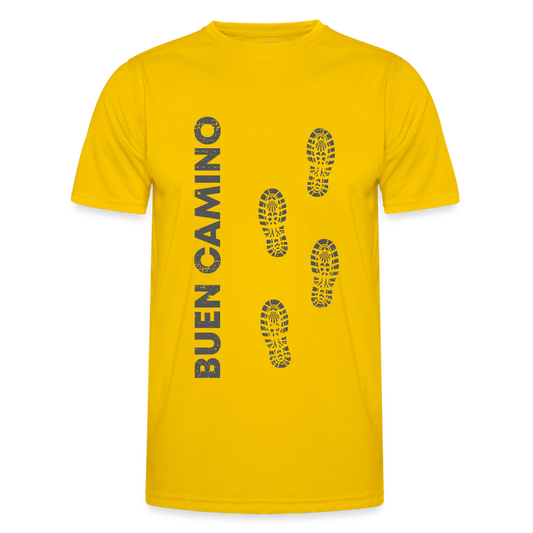 Männer Funktions-T-Shirt: Buen Camino footprints dark - Eigelb