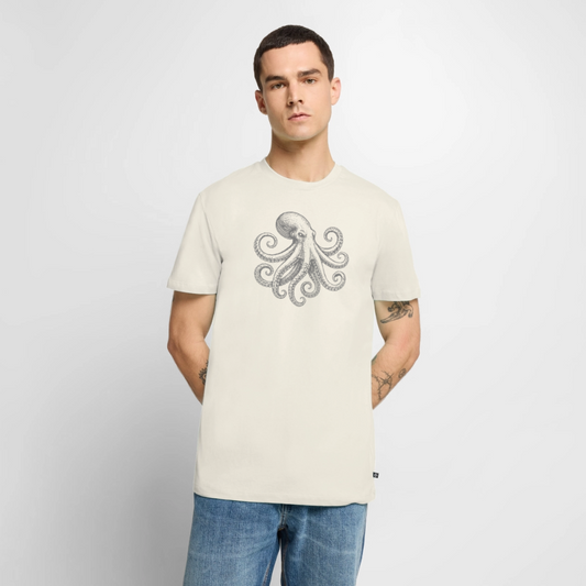 Männer Premium T-Shirt: Pulpo grey - Naturweiß