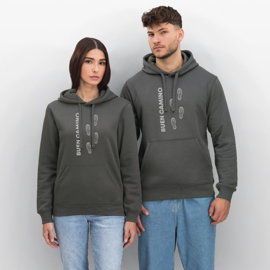 Unisex Hoodie: Buen Camino - footprints - Anthrazit