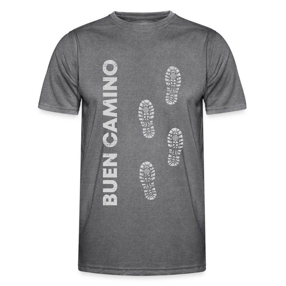 Männer Funktions-T-Shirt: Buen Camino footprints - light - dunkle Melange