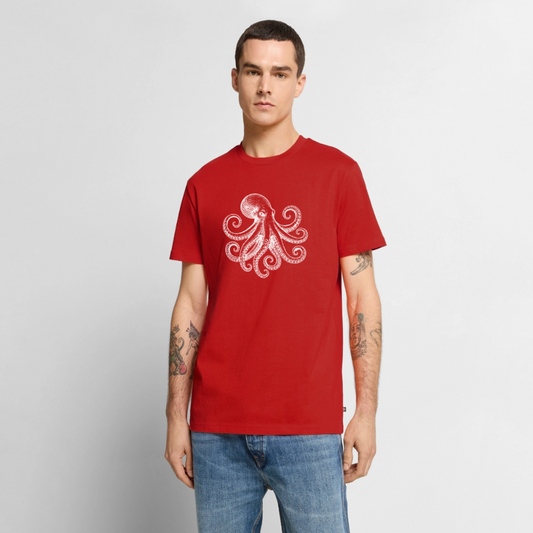 Männer Premium T-Shirt: Pulpo white - Rot