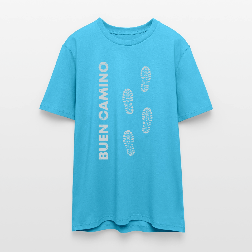 T-Shirt: Buen Camino light footprints - 180g/m2 - Aquablau
