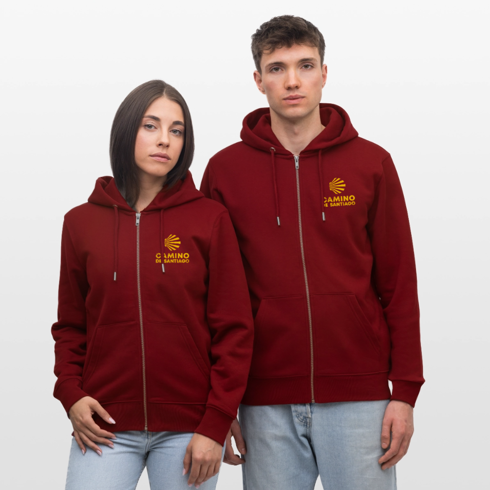 Hoodie unisex ZIP: Camino de Santiago - Burgunderrot
