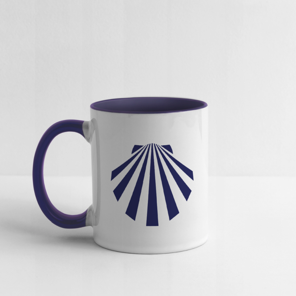 Tasse: Jakobsmuschel navy - Weiß/Kobaltblau