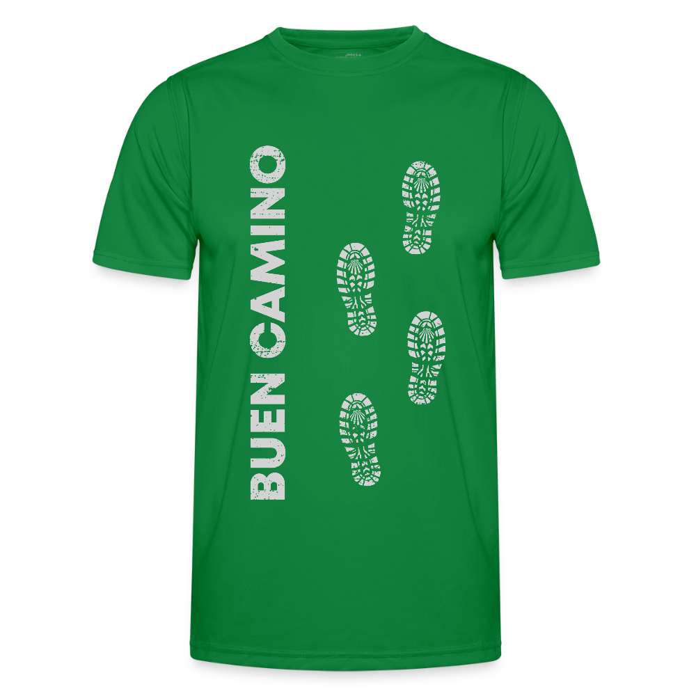Männer Funktions-T-Shirt: Buen Camino footprints - light - Kelly Green