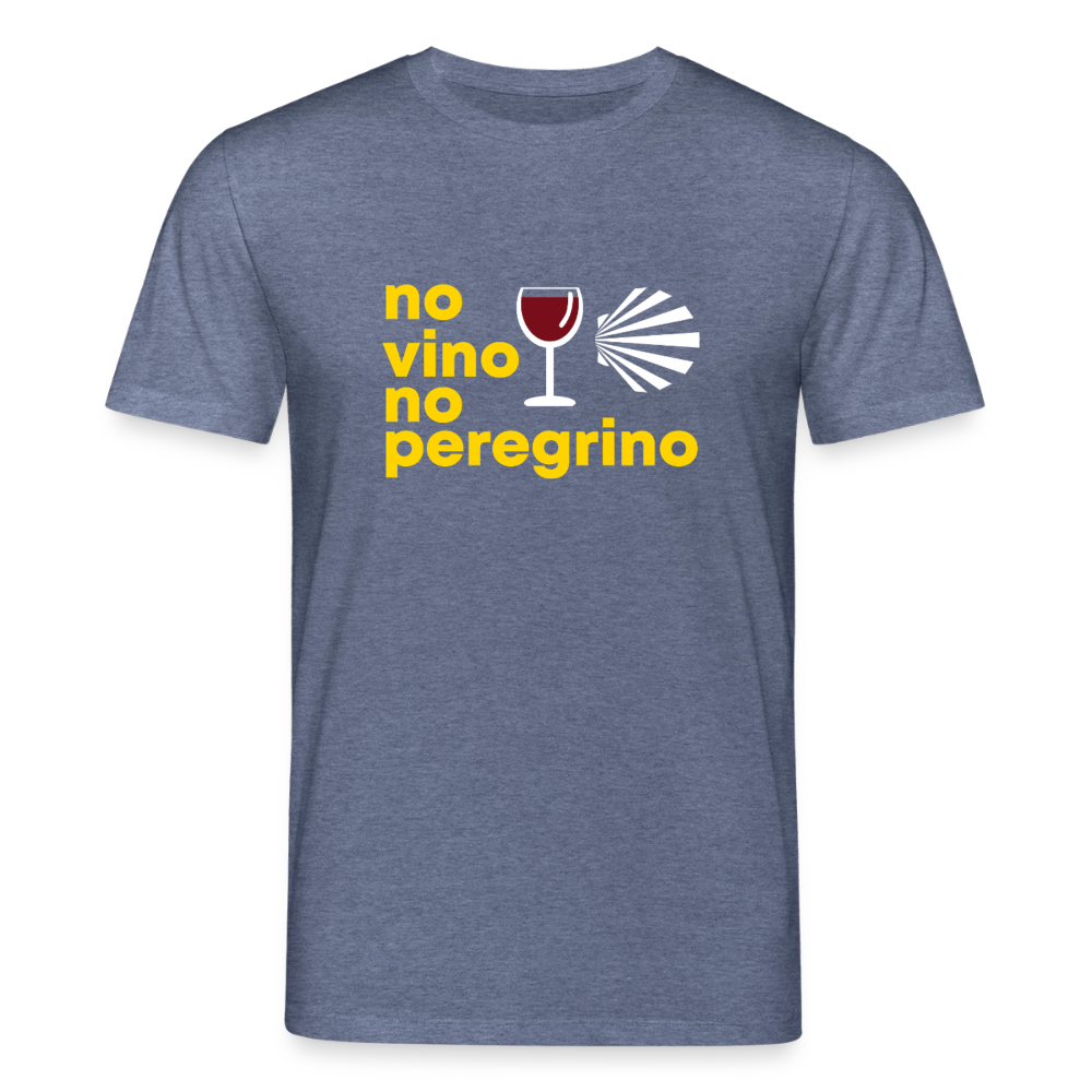 T-Shirt: no vino no peregrino - 180g/m2 - Dunkelblau meliert