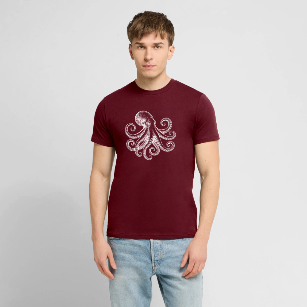 T-Shirt: Pulpo white - Burgunderrot