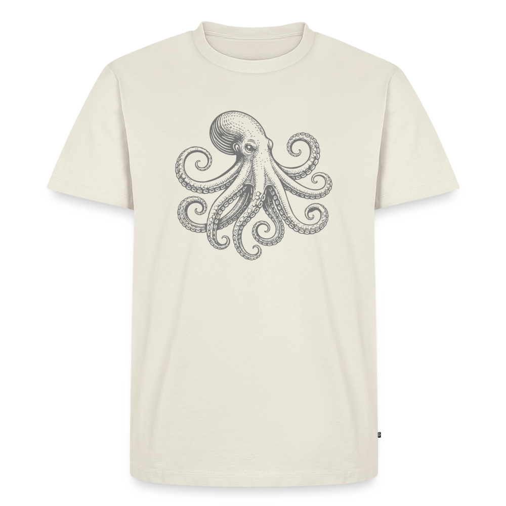 Männer Premium T-Shirt: Pulpo grey - Naturweiß