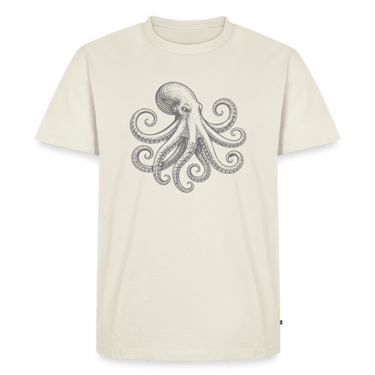 Männer Premium T-Shirt: Pulpo grey - Naturweiß