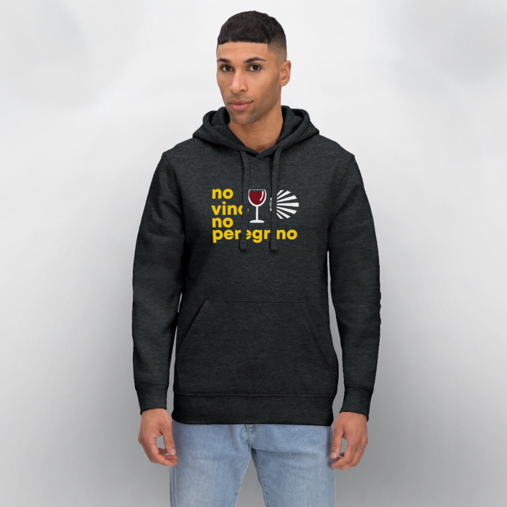Unisex Hoodie: no vino no peregrino - Dunkelgrau meliert