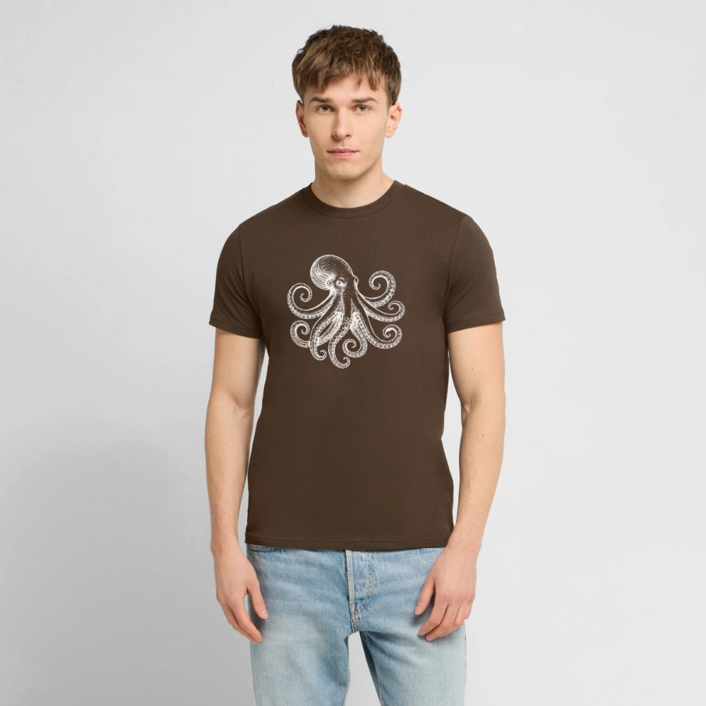 T-Shirt: Pulpo white - Dunkelbraun