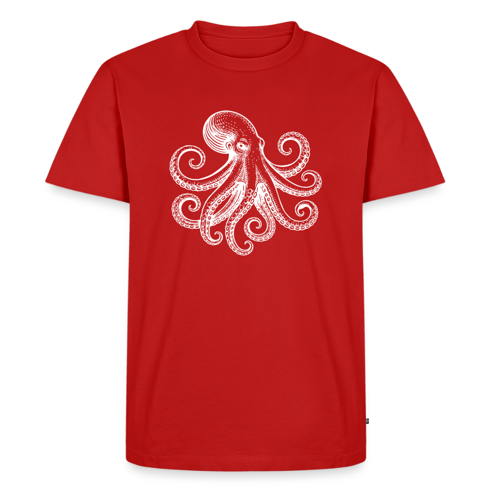 Männer Premium T-Shirt: Pulpo white - Rot