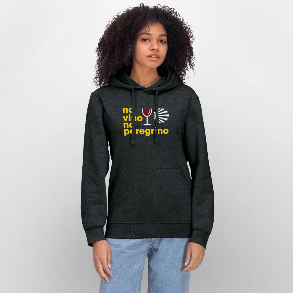 Unisex Hoodie: no vino no peregrino - Dunkelgrau meliert
