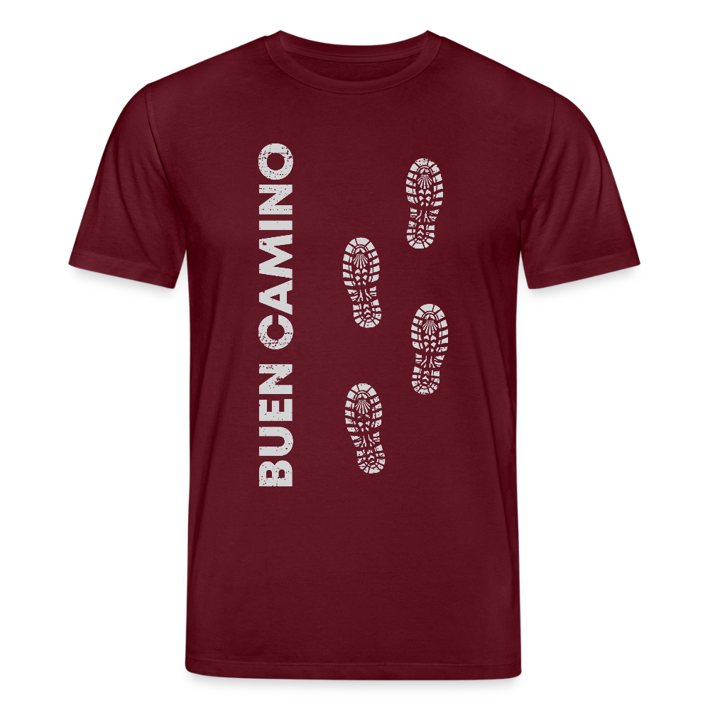 T-Shirt: Buen Camino light footprints - 180g/m2 - Burgunderrot