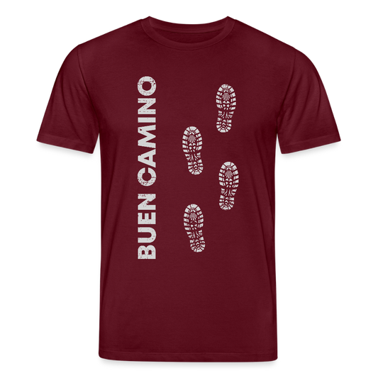 T-Shirt: Buen Camino light footprints - 180g/m2 - Burgunderrot
