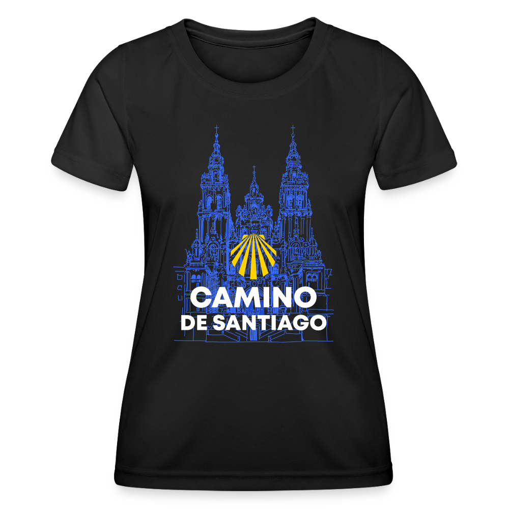 Frauen Funktions-T-Shirt: Camino de Santiago - Cathedral - Schwarz