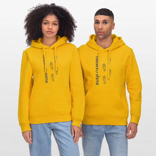 Unisex Hoodie: Buen Camino footprints dark - Spektralgelb