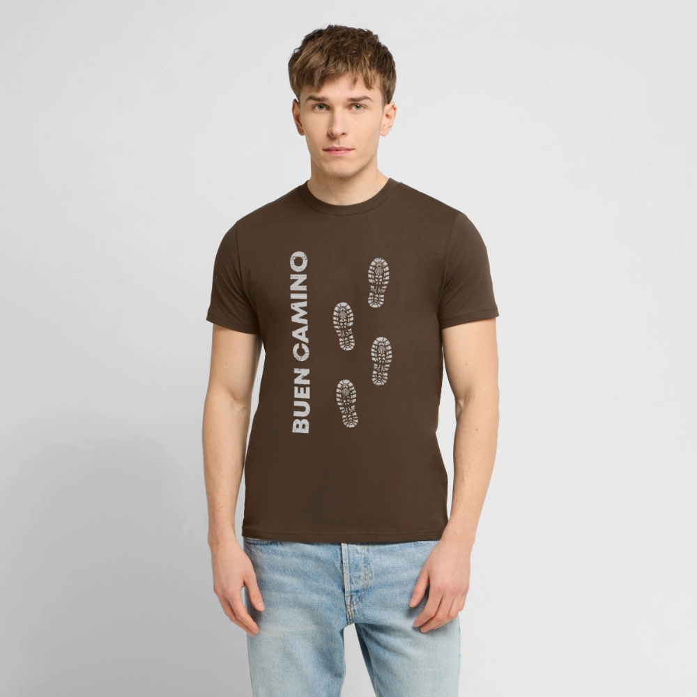 T-Shirt: Buen Camino light footprints - 180g/m2 - Dunkelbraun