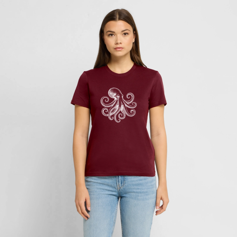 T-Shirt: Pulpo white - Burgunderrot
