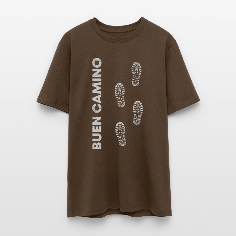 T-Shirt: Buen Camino light footprints - 180g/m2 - Dunkelbraun