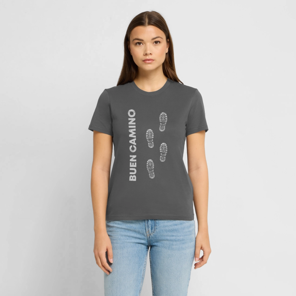 T-Shirt: Buen Camino light footprints - 180g/m2 - Anthrazit
