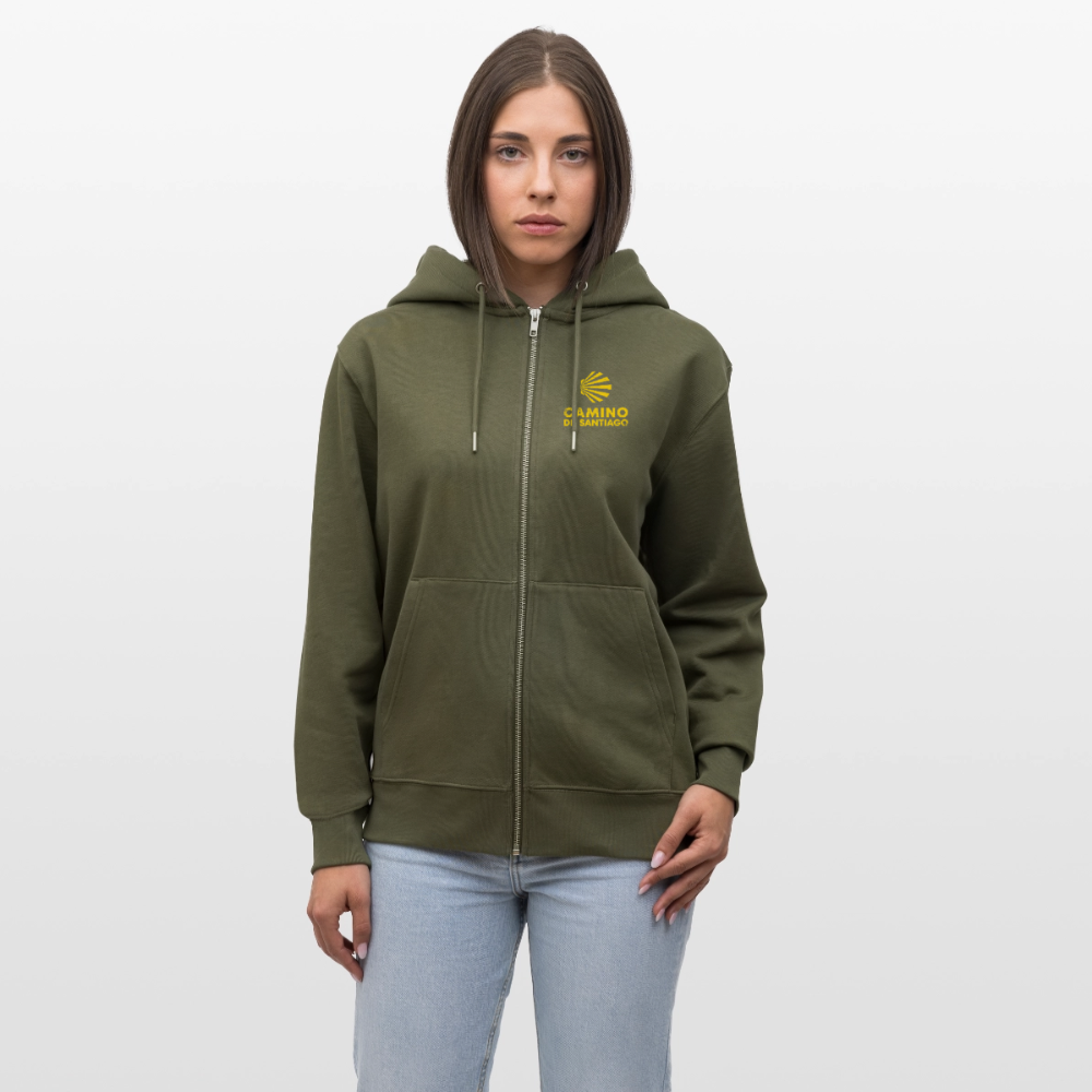 Hoodie unisex ZIP: Camino de Santiago - Khaki