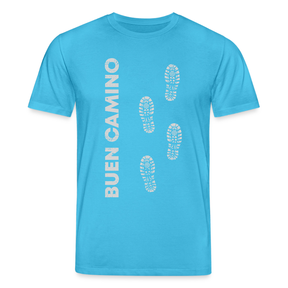T-Shirt: Buen Camino light footprints - 180g/m2 - Aquablau