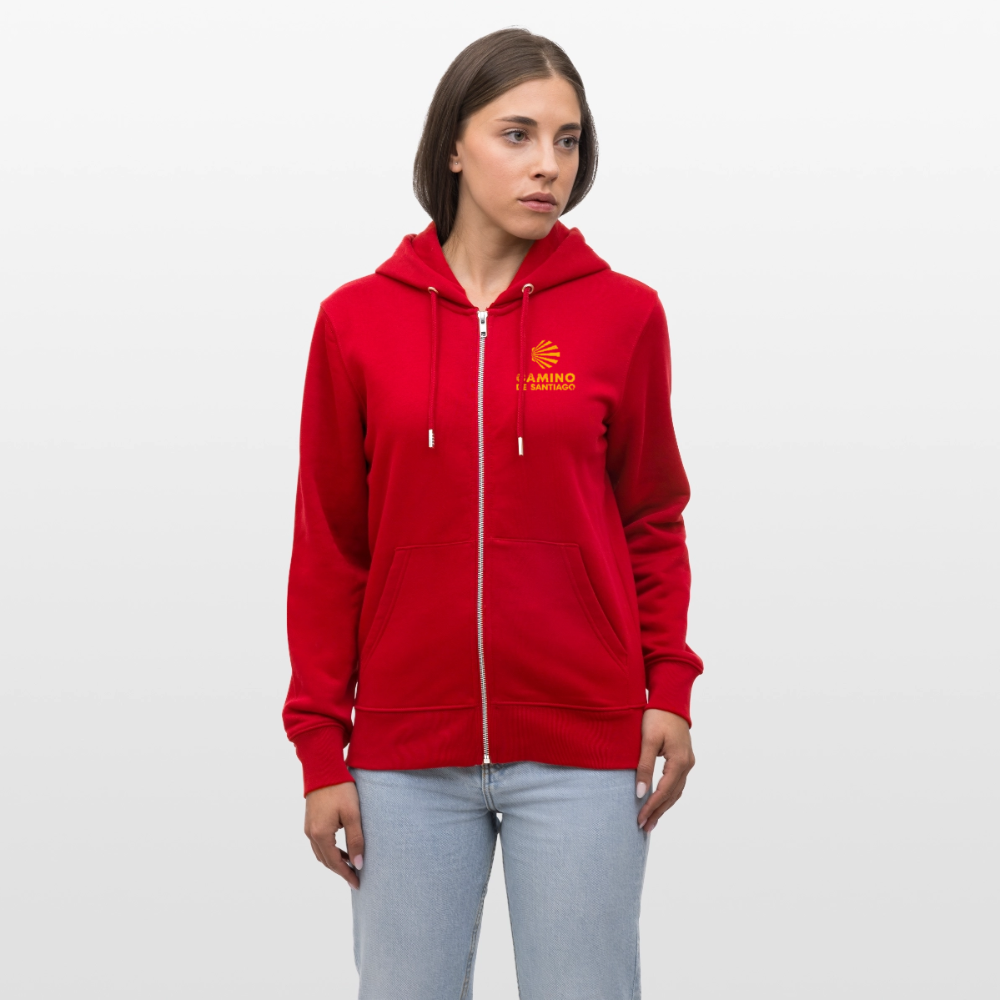 Hoodie unisex ZIP: Camino de Santiago - Rot