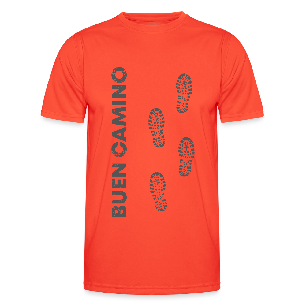 Männer Funktions-T-Shirt: Buen Camino footprints dark - Grenadine