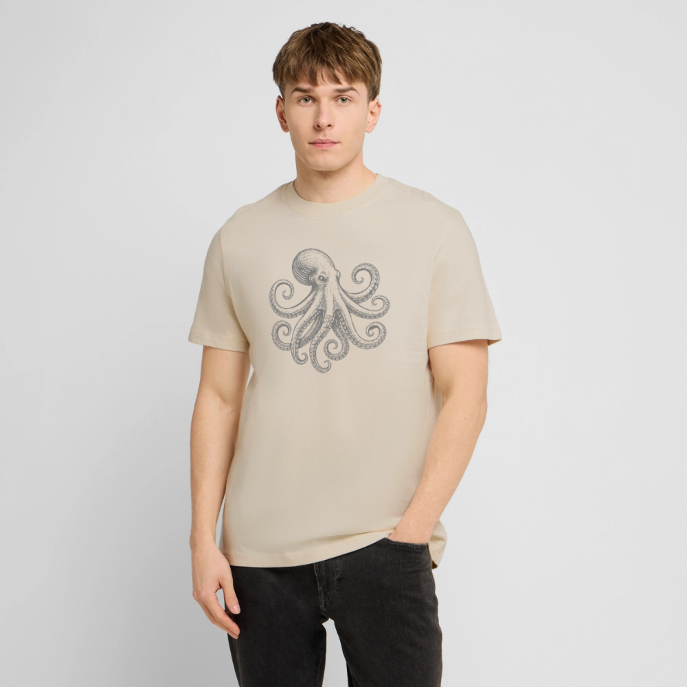 T-Shirt: Pulpo grau - Beige