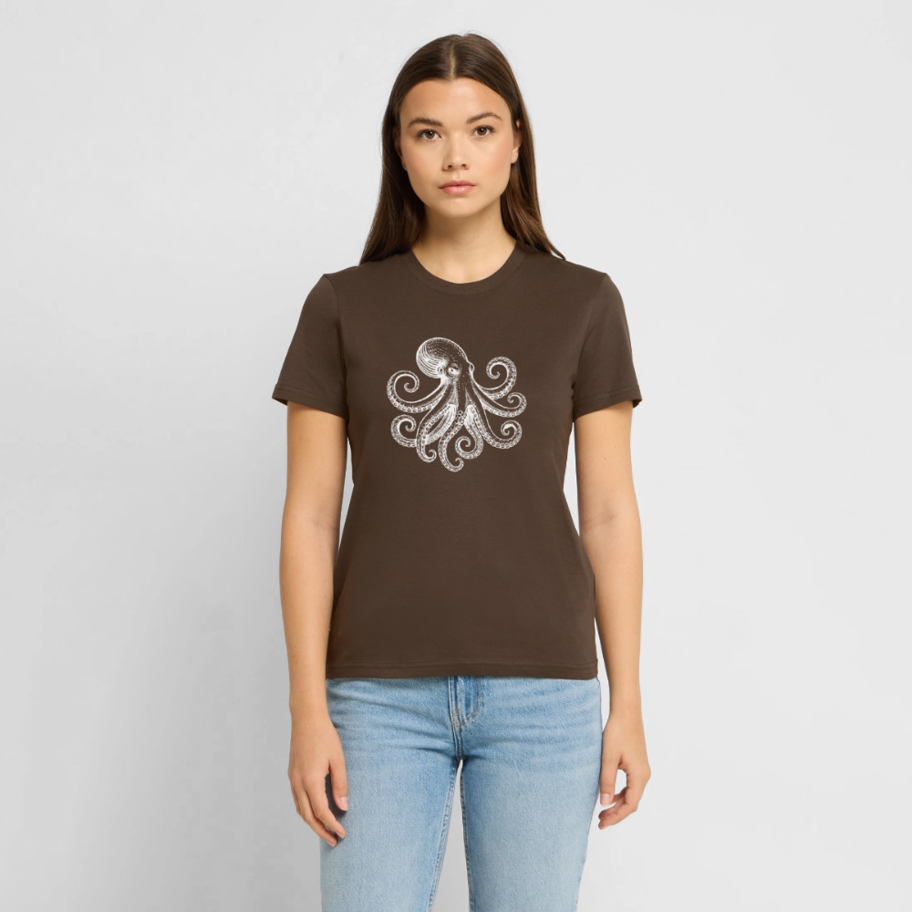 T-Shirt: Pulpo white - Dunkelbraun