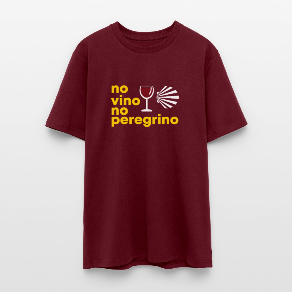 T-Shirt: no vino no peregrino - 180g/m2 - Burgunderrot