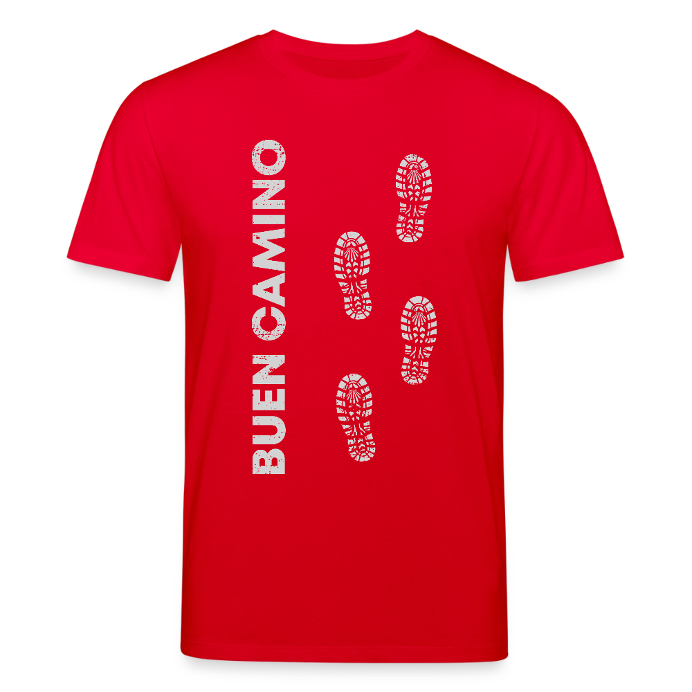 T-Shirt: Buen Camino light footprints - 180g/m2 - Rot