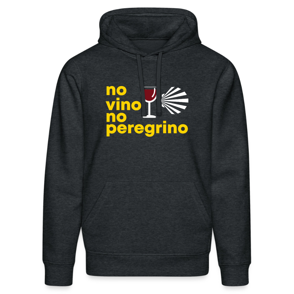 Unisex Hoodie: no vino no peregrino - Dunkelgrau meliert