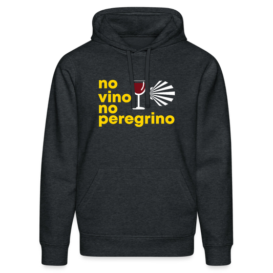 Unisex Hoodie: no vino no peregrino - Dunkelgrau meliert