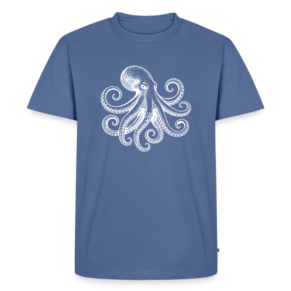 Männer Premium T-Shirt: Pulpo white - Taubenblau