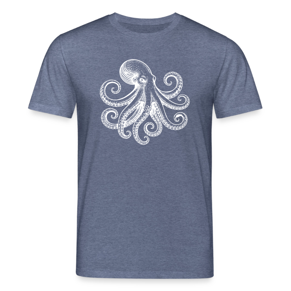 T-Shirt: Pulpo white - Dunkelblau meliert