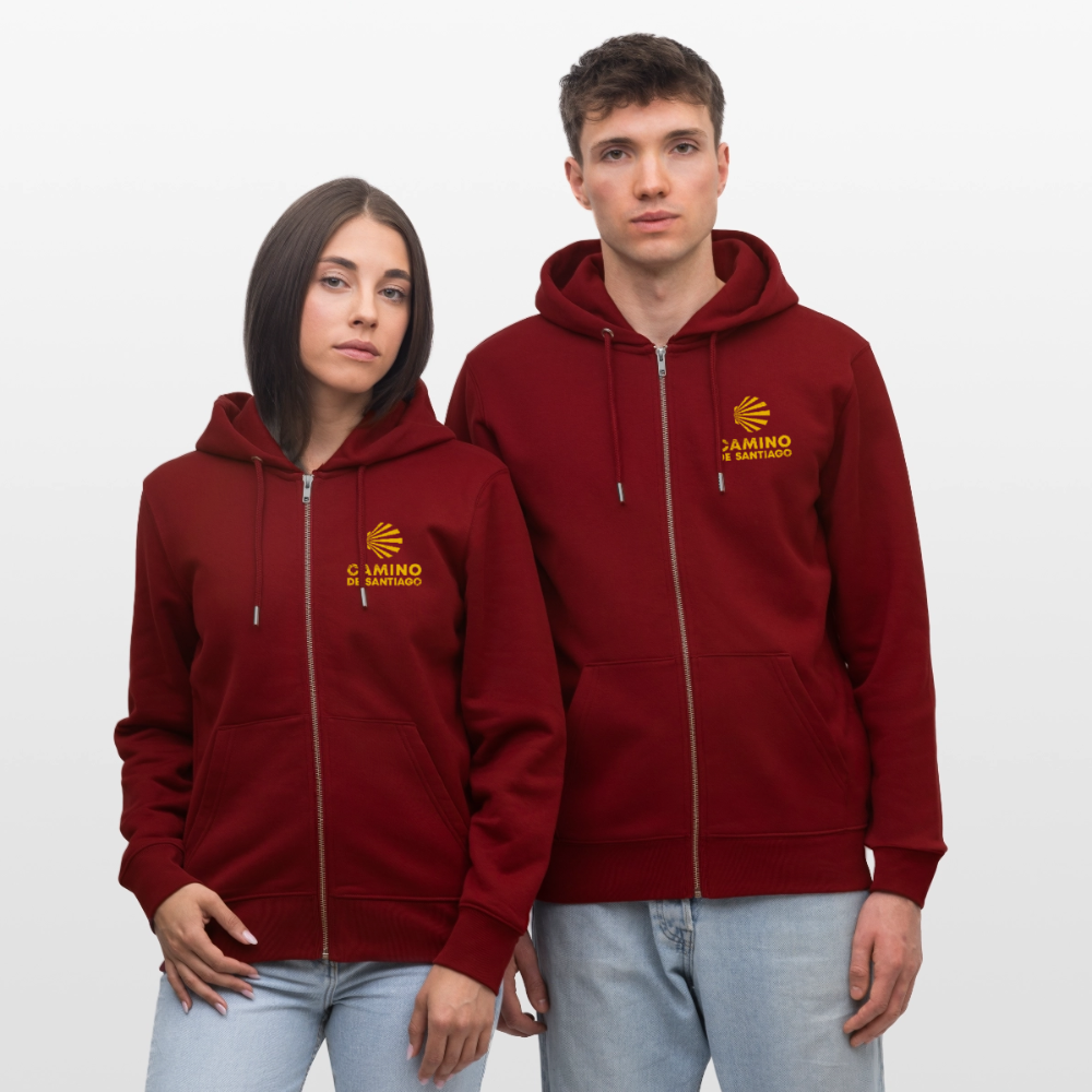 Hoodie unisex ZIP: Camino de Santiago - Burgunderrot