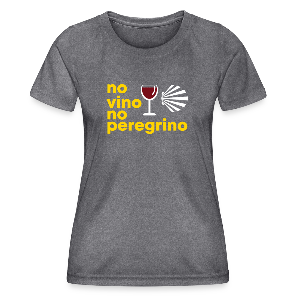 Frauen Funktions-T-Shirt: no vino no peregrino - dunkle Melange 