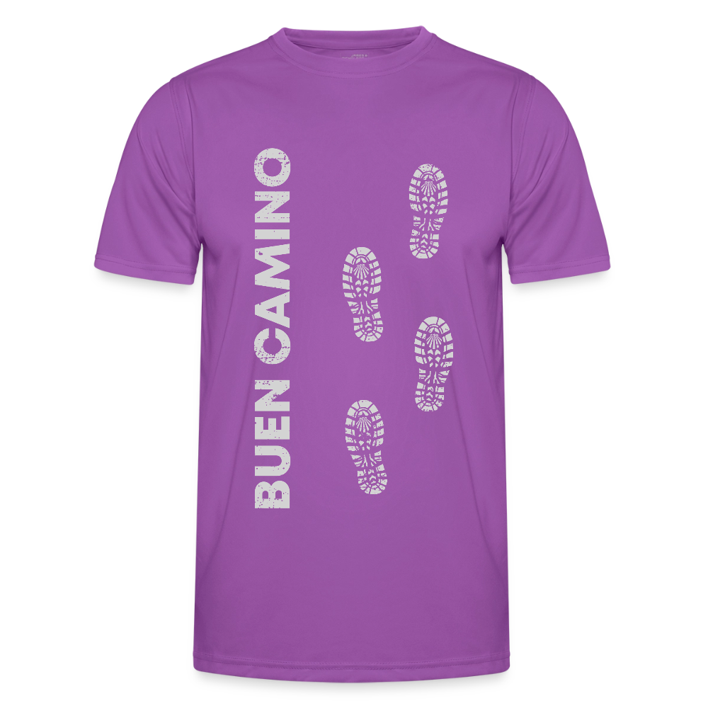 Männer Funktions-T-Shirt: Buen Camino footprints - light - Violett