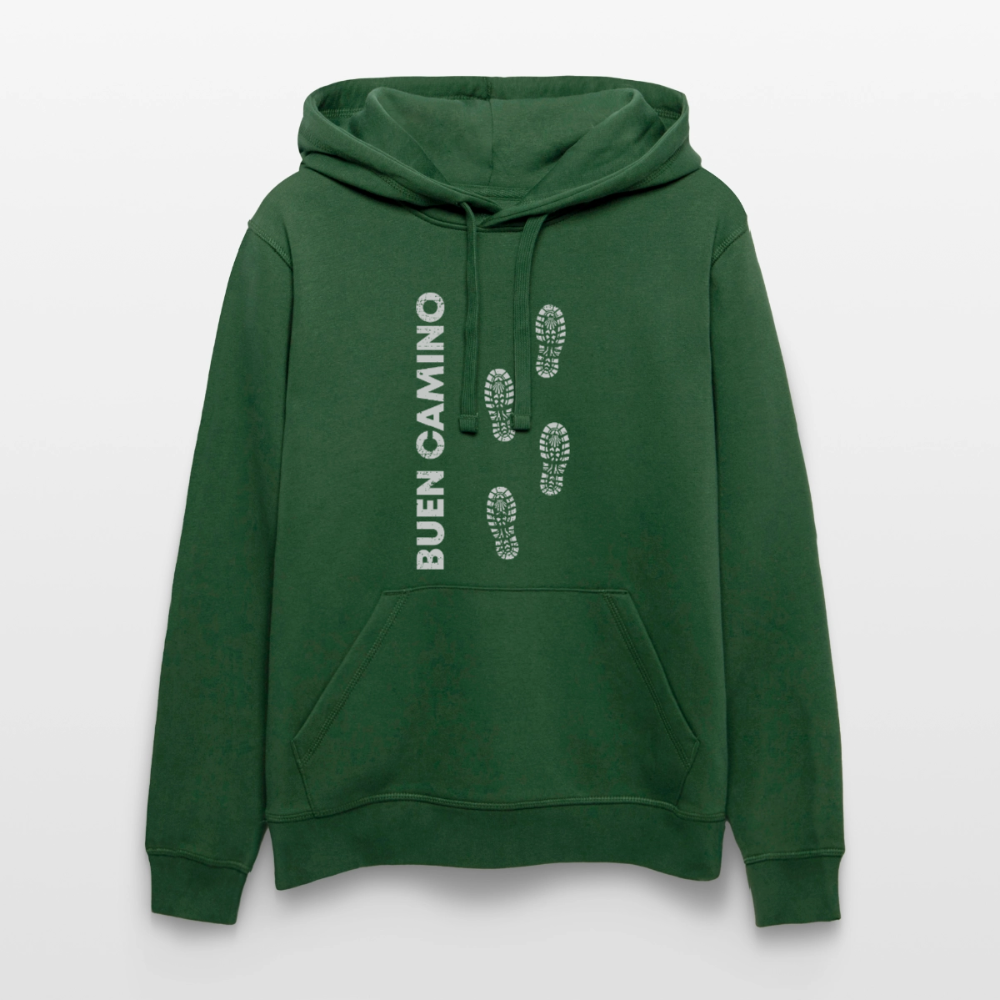 Unisex Hoodie: Buen Camino - footprints - Flaschengrün