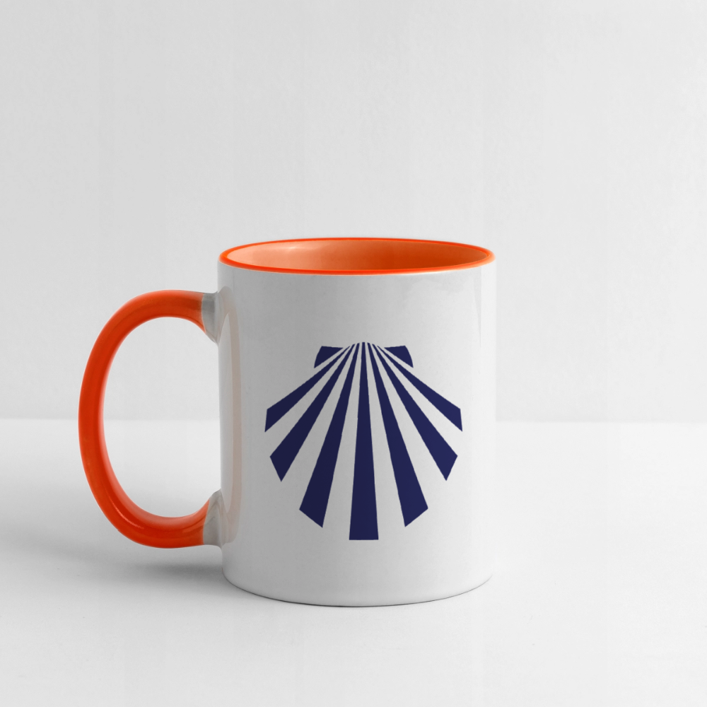 Tasse: Jakobsmuschel navy - Weiß/Orange
