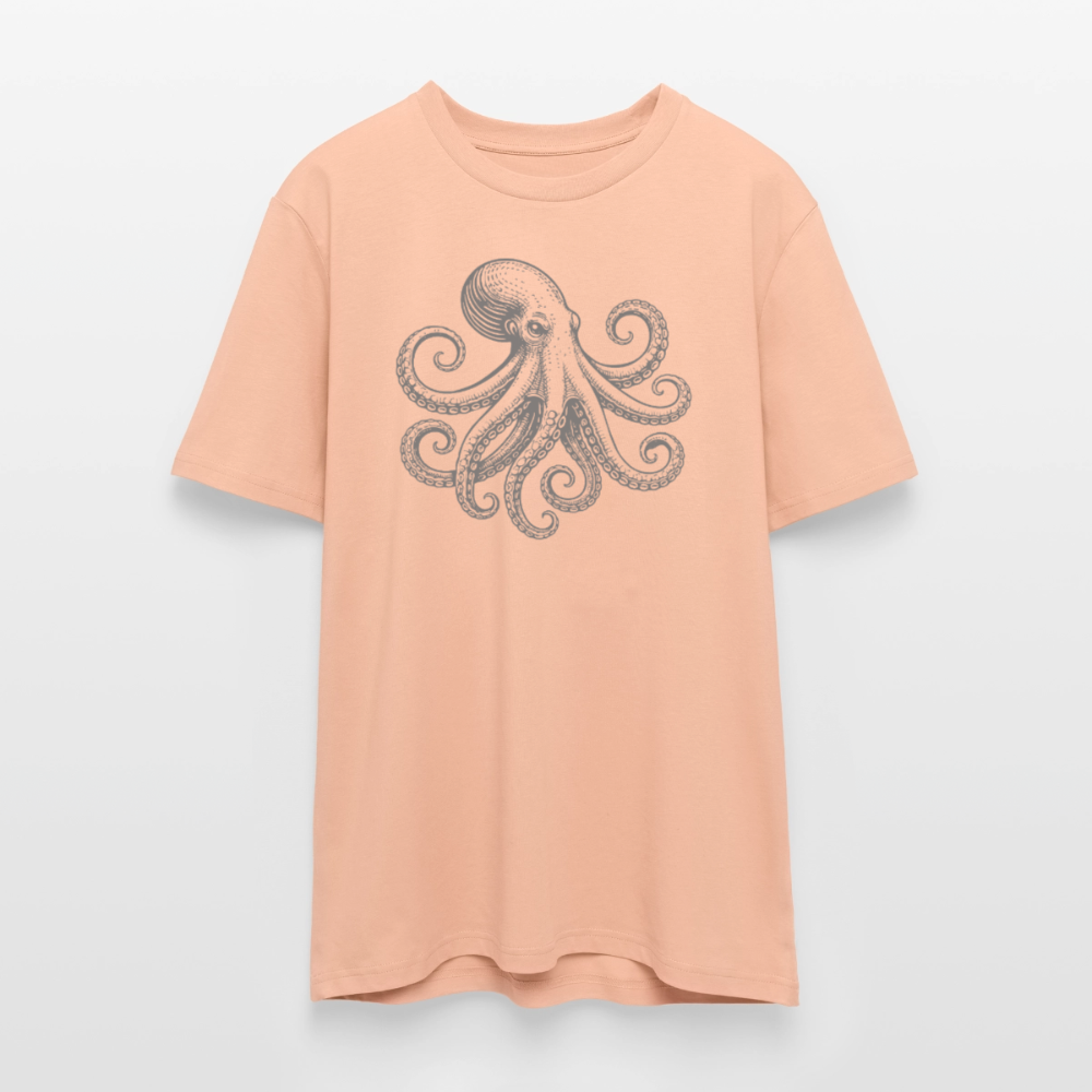 T-Shirt: Pulpo grau - Pfirsich