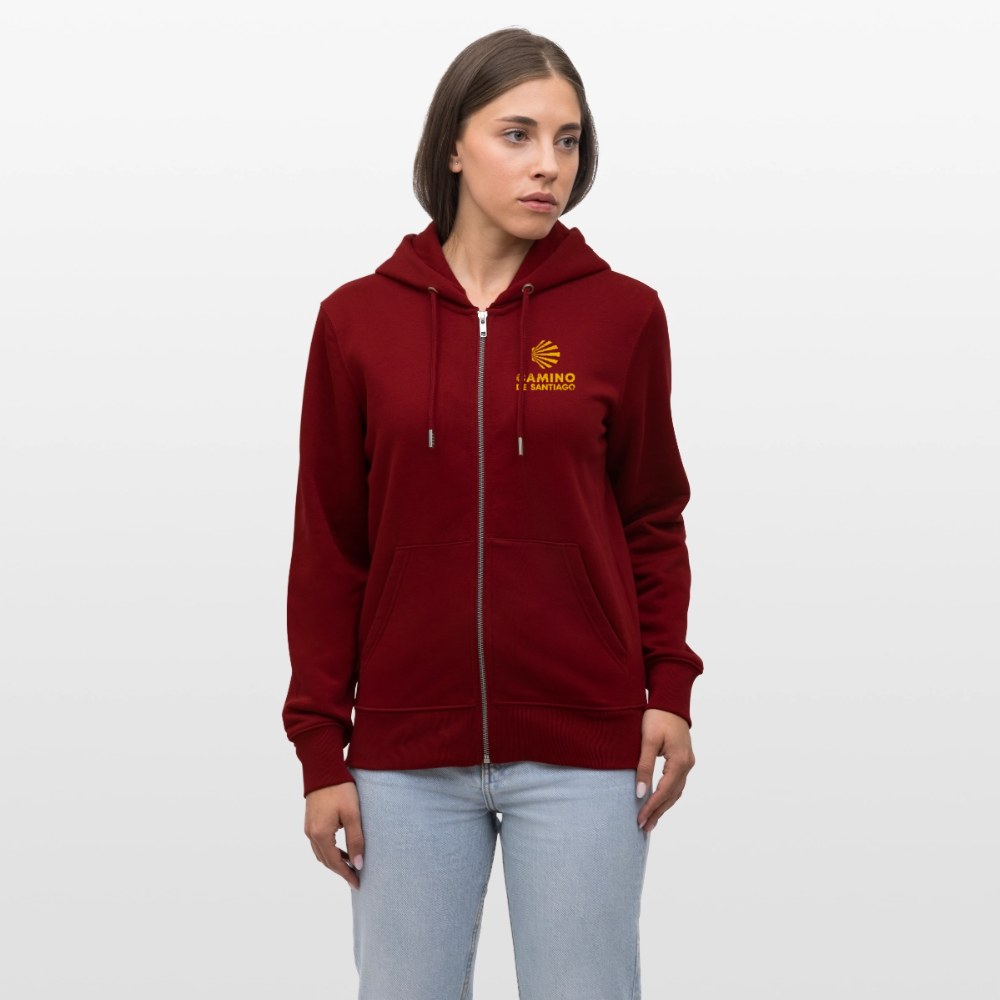 Hoodie unisex ZIP: Camino de Santiago - Burgunderrot