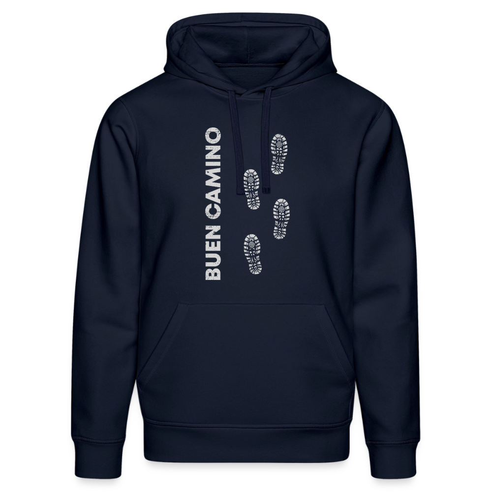 Unisex Hoodie: Buen Camino - footprints - French Navy