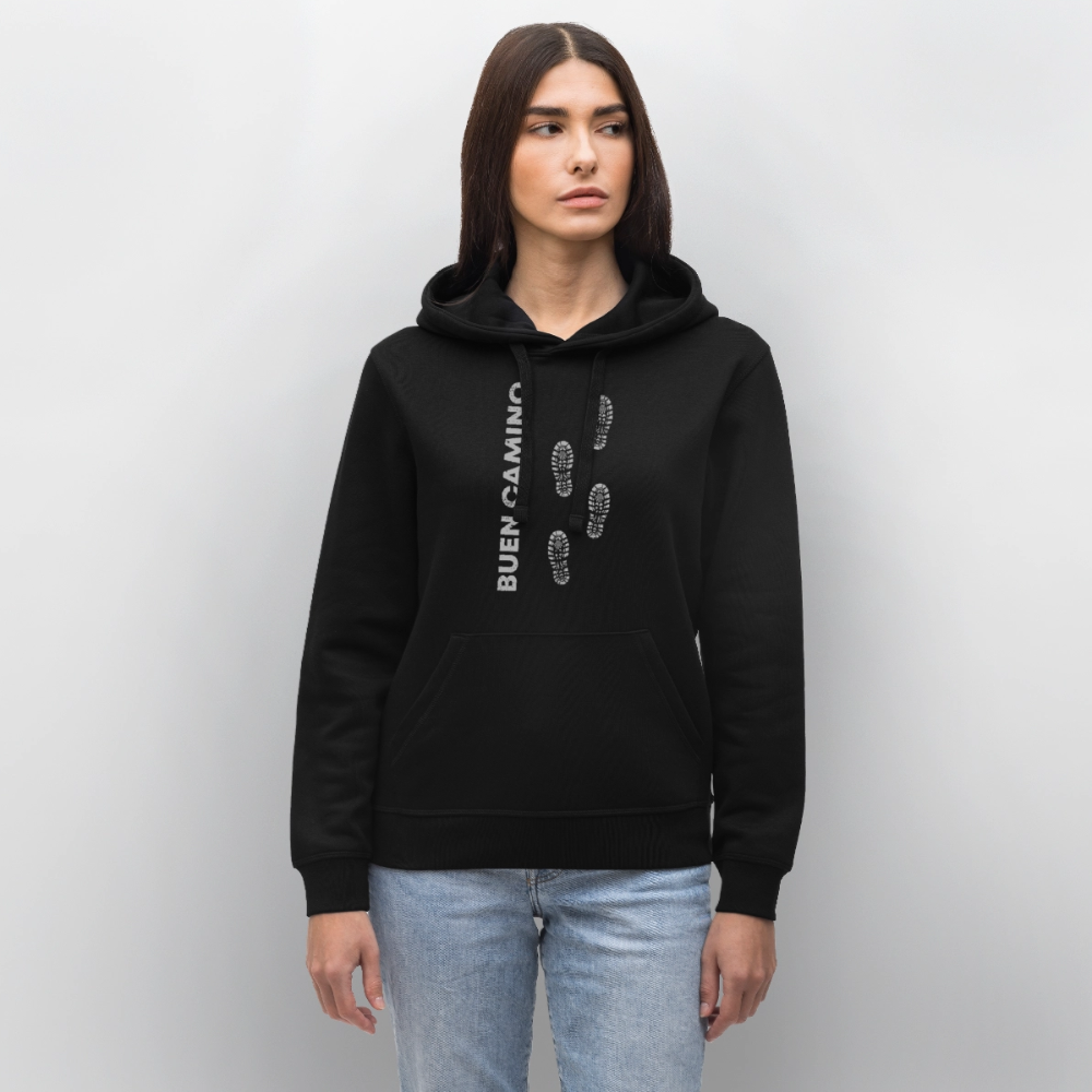 Unisex Hoodie: Buen Camino - footprints - Schwarz