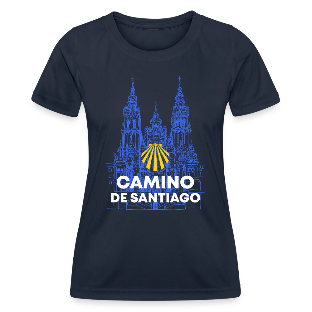 Frauen Funktions-T-Shirt: Camino de Santiago - Cathedral - Navy