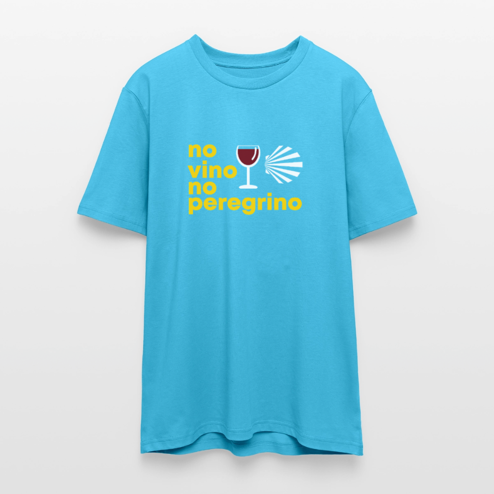 T-Shirt: no vino no peregrino - 180g/m2 - Aquablau
