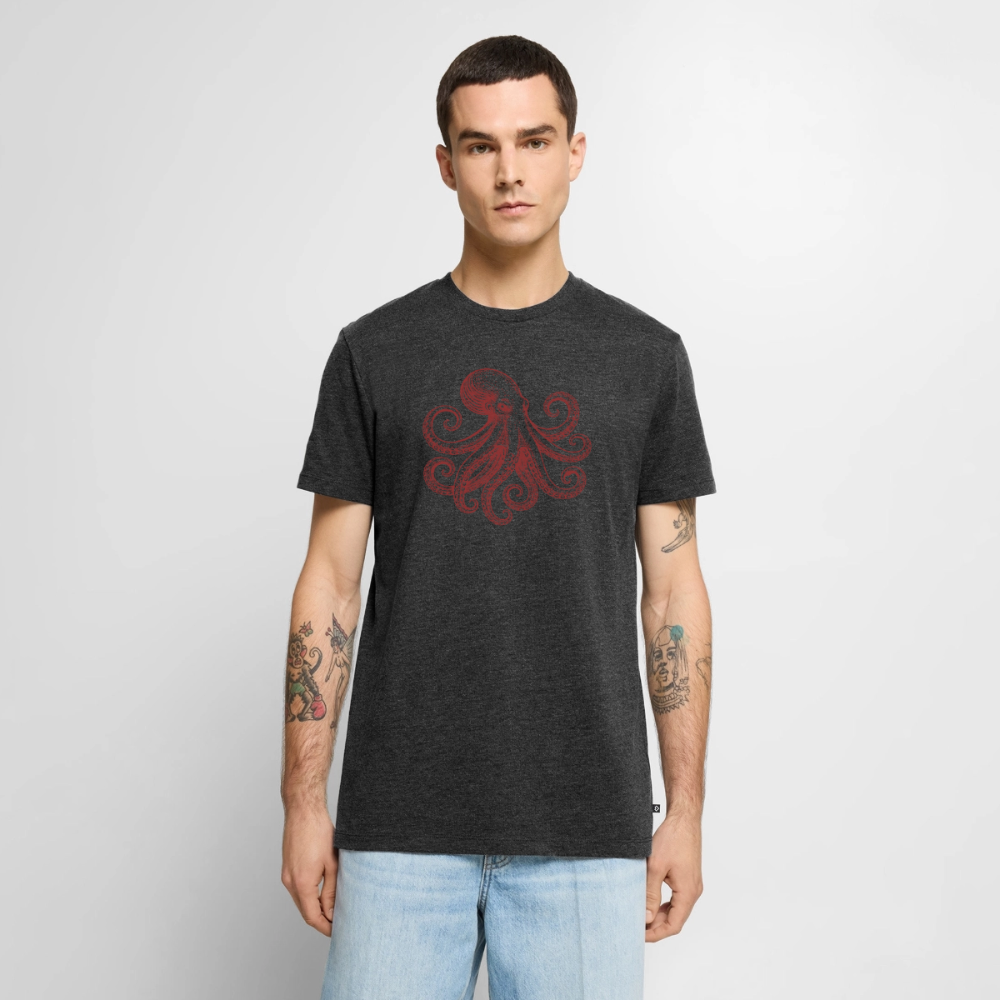 Männer Premium T-Shirt: Pulpo red - Anthrazit meliert